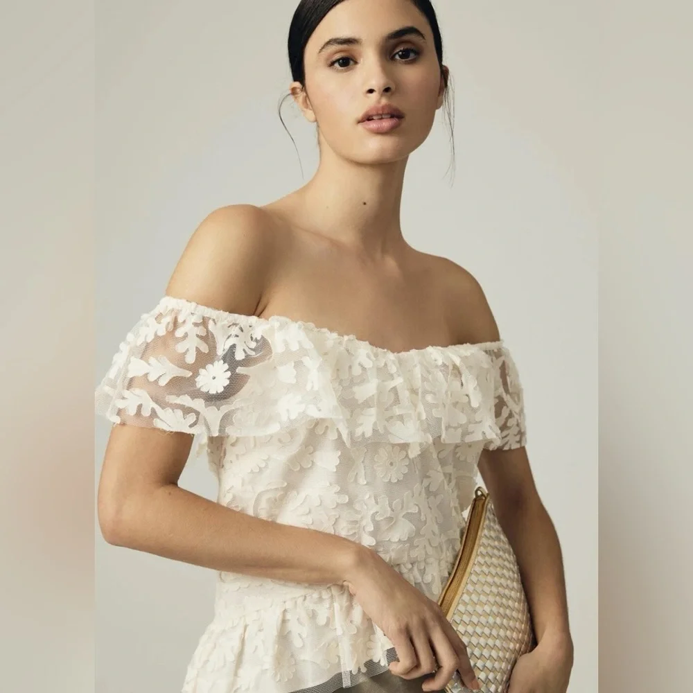 ANTHROPOLOGIE TEXTURED OFF THE SHOULDER TOP - Picture 3 of 14